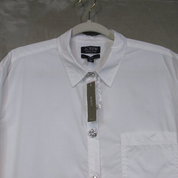 NWT J. Crew Garcon Shirt Womens 18 White Organic Cotton Button Up Long Sleeves - Picture 4 of 13